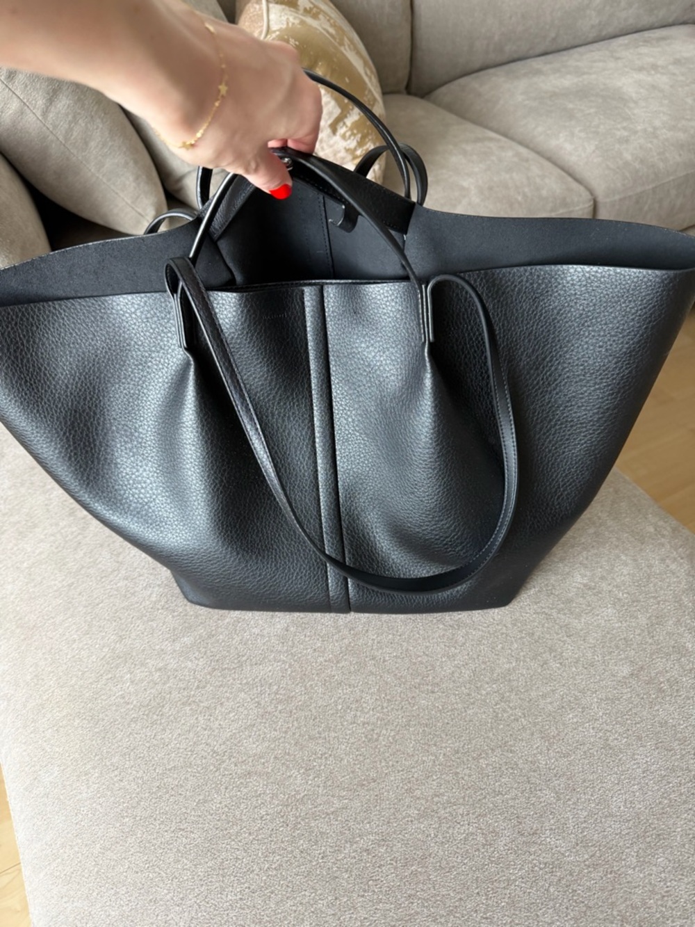 AllSaints Black Leather Tote Bag
